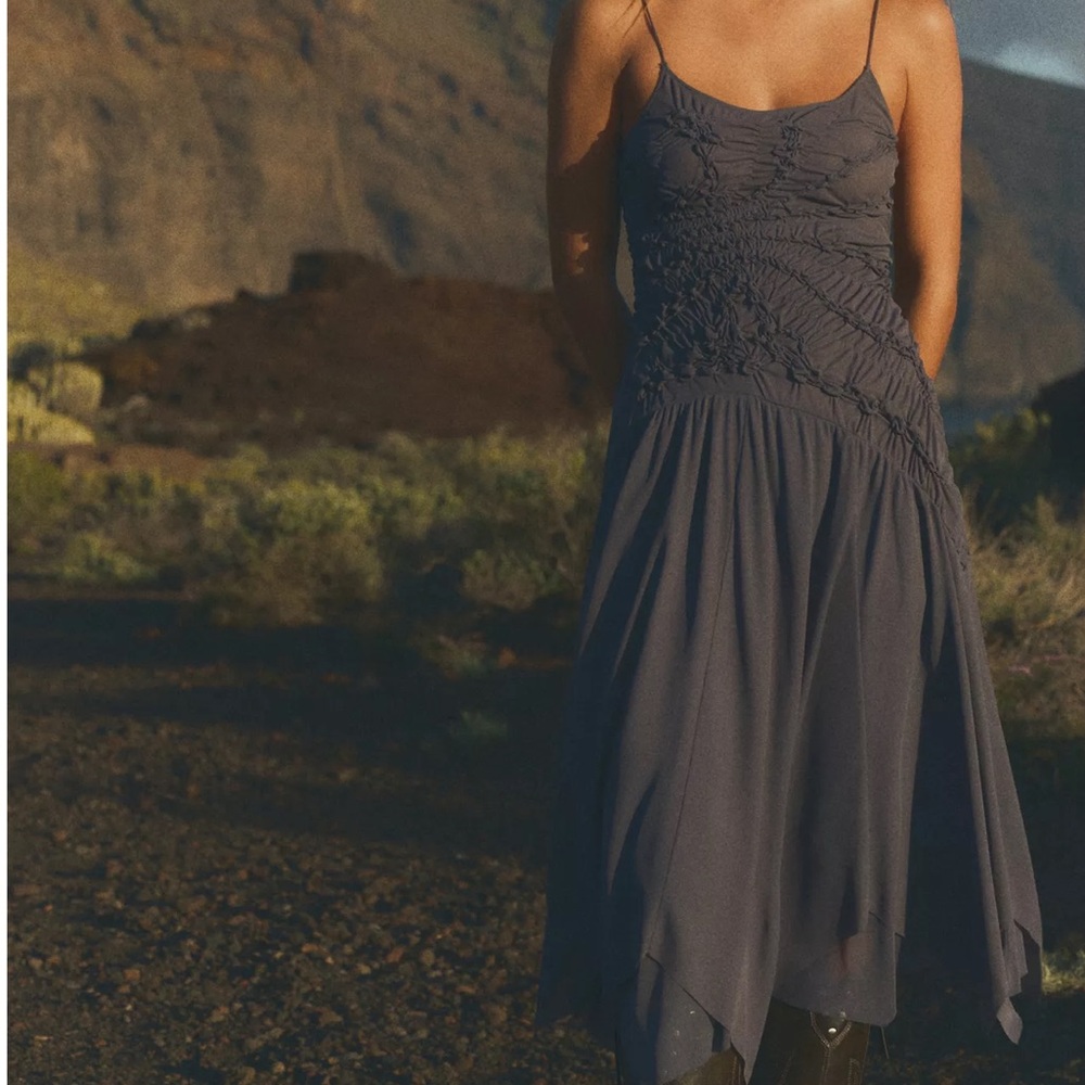NWT🔥Zara Asymmetric Hem Midi Dress | L - Picture 3 of 10